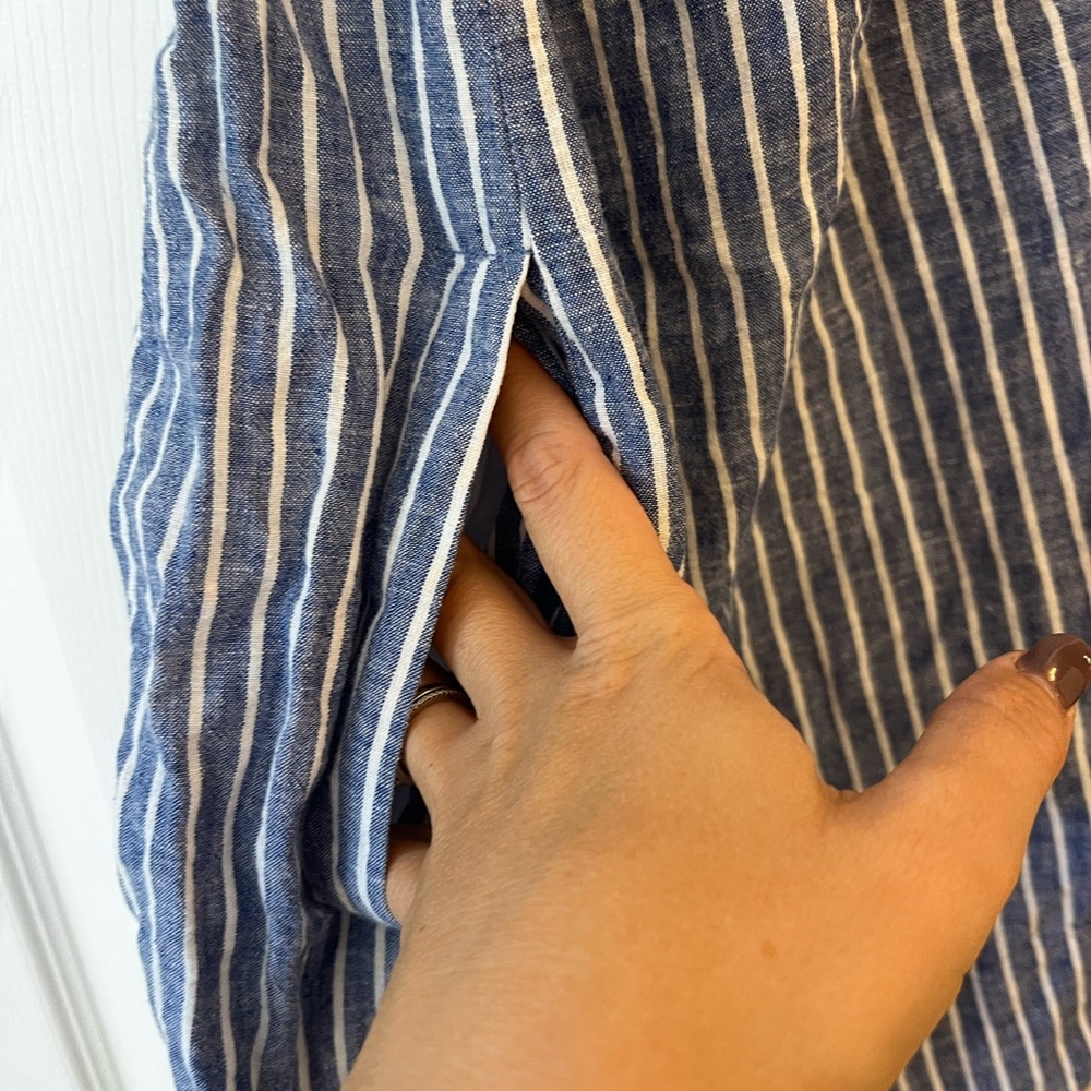 MADEWELL One Shoulder Blue & White Striped Dress Size cotton linen xs - Picture 6 of 7